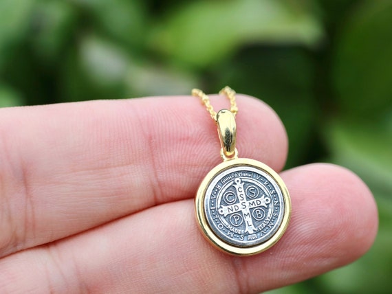 Sterling Silver Two Toned Saint Michael Medal in Fancy Gold Toned Sett Sterling Silver Two-tone Cross \u0026 Saint Michael Pendant Necklace for Men