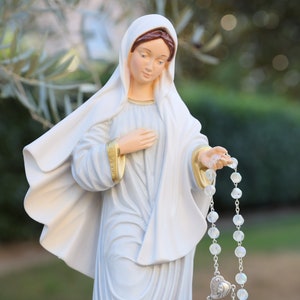 Medjugorje statue, Queen of Peace statue, Virgin Mary 12 inch statue, catholic altar statue, Our Lady 30 cm statue, marble statue for home