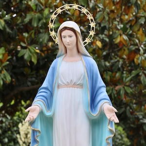 Our Lady of Grace 31 inch statue, Virgin Mary statue, blue statue of Our Lady, 80 cm casted marble powder statue of Our Lady