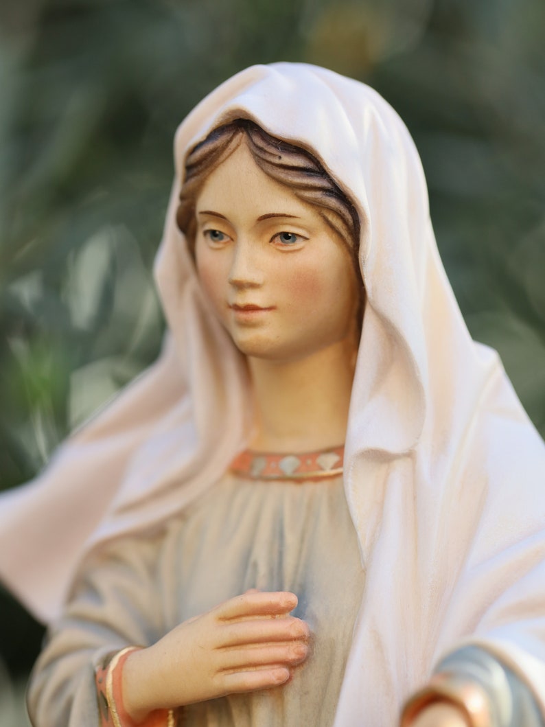 Our Lady Statue Wooden Statue Handmade Statue Home Altar Etsy