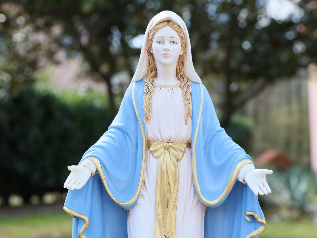 Our Lady of Grace Statue: Marble Powder Virgin Mary With Miraculous ...