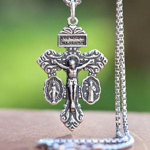 Begnadigungskreuz, antikes Sterlingsilber 925, Ablasskruzifix, Kruzifix für Frau, 40 mm x 25 mm mittlere Größe ,Vergebungskreuz