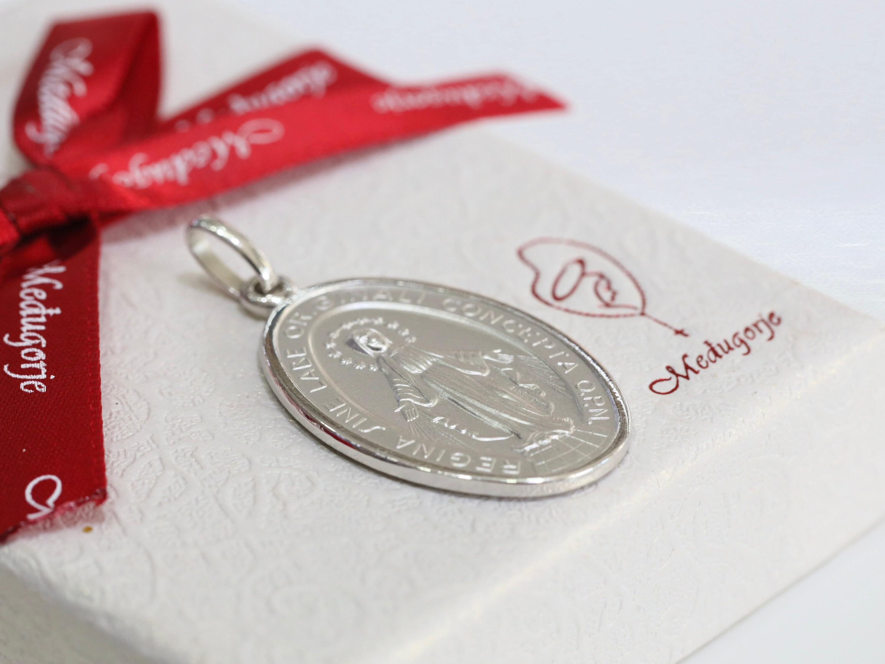 Large Sterling Silver Miraculous Medal Pendant: Our Lady of Grace - Etsy