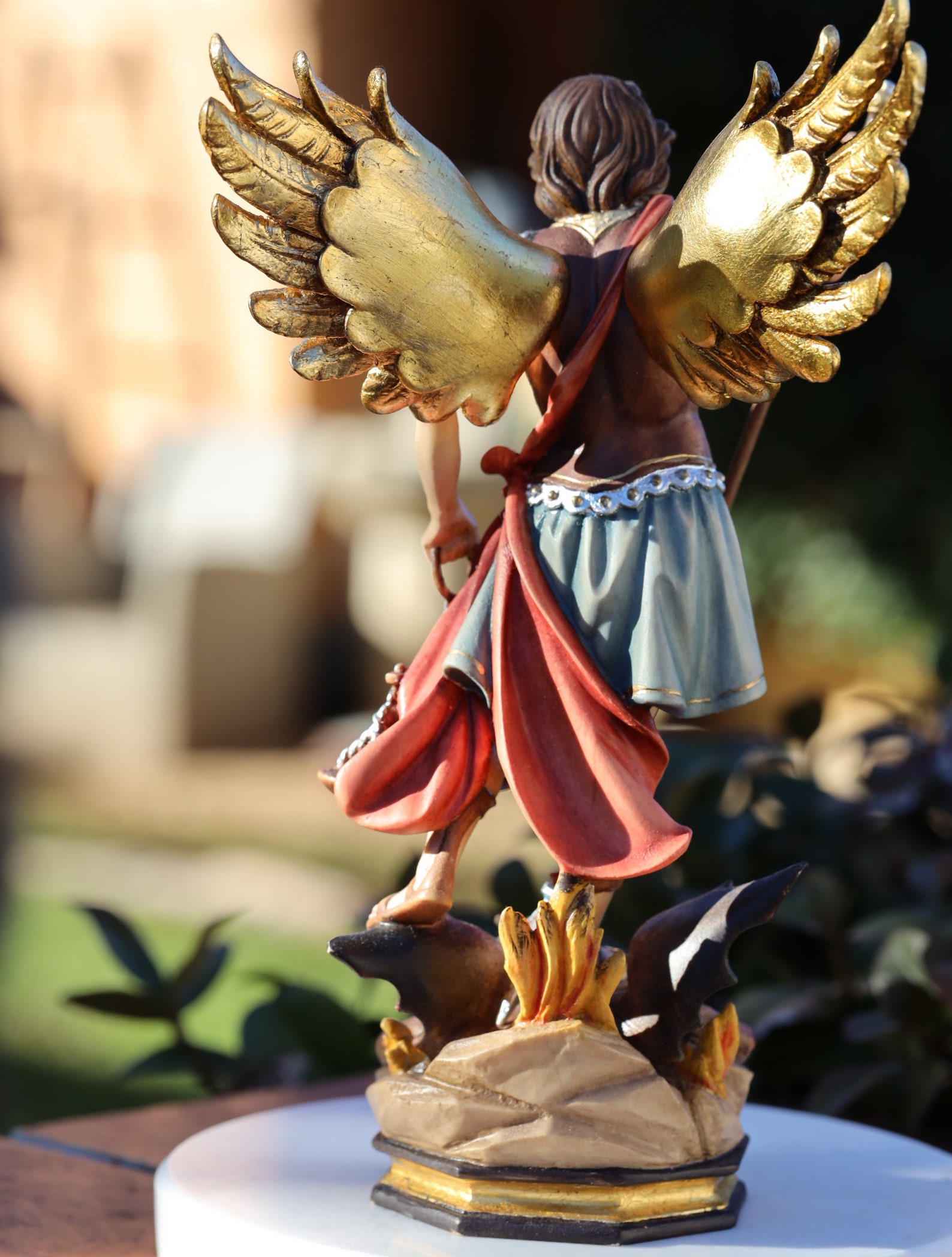 Saint Michael Statue Wooden Statue of St Michael Archangel - Etsy