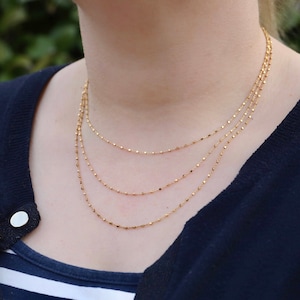 Gold Plated Sterling Silver Diamond Cut Chain Necklace (16-19.5 inch)