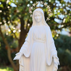 Casted marble powder statue 20 inch of Our Lady of Grace,Our Lady of Tihaljina marble powder statue for garden