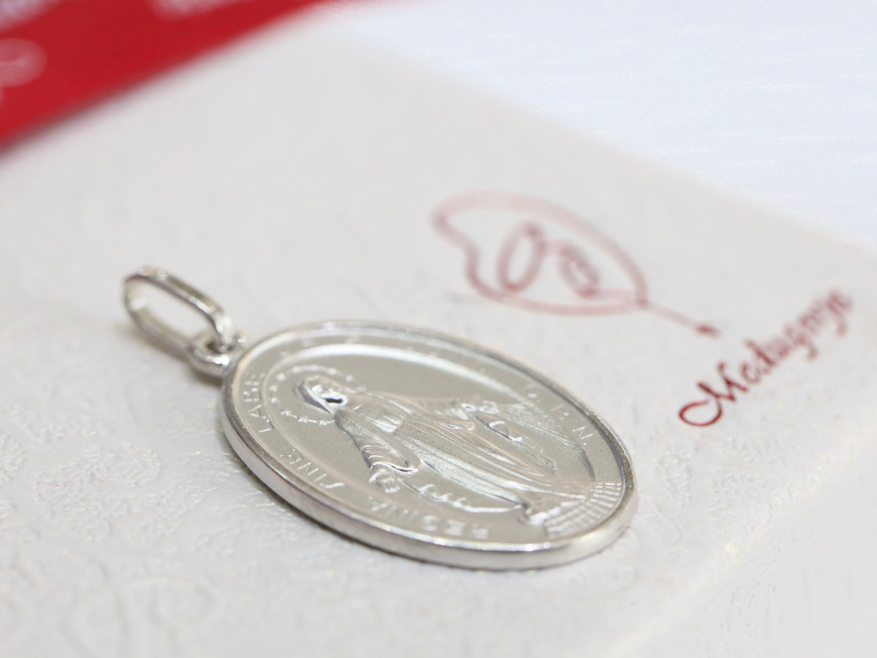 Pendentif Médaille Miraculeuse Gravée En Argent Massif 925/000 - Bijou Neuf Avec étiquettes Garanti