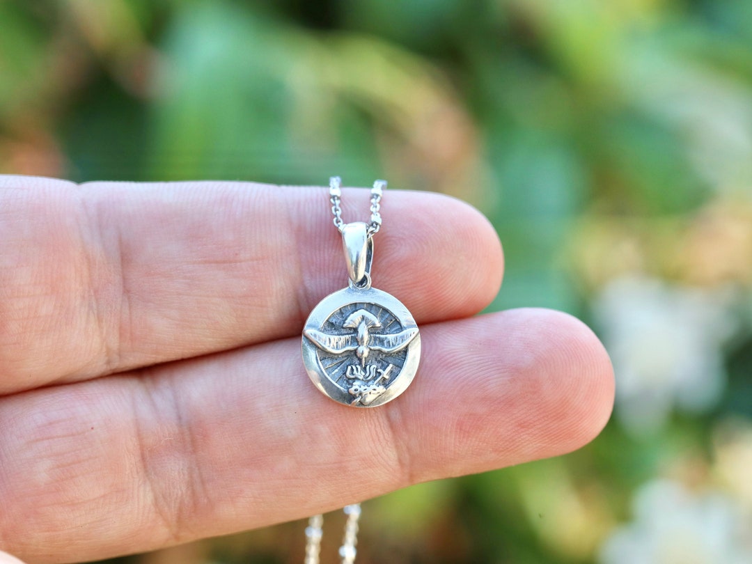 Sterling Silver Holy Spirit & Immaculate Heart Pendant - Catholic Gift ...