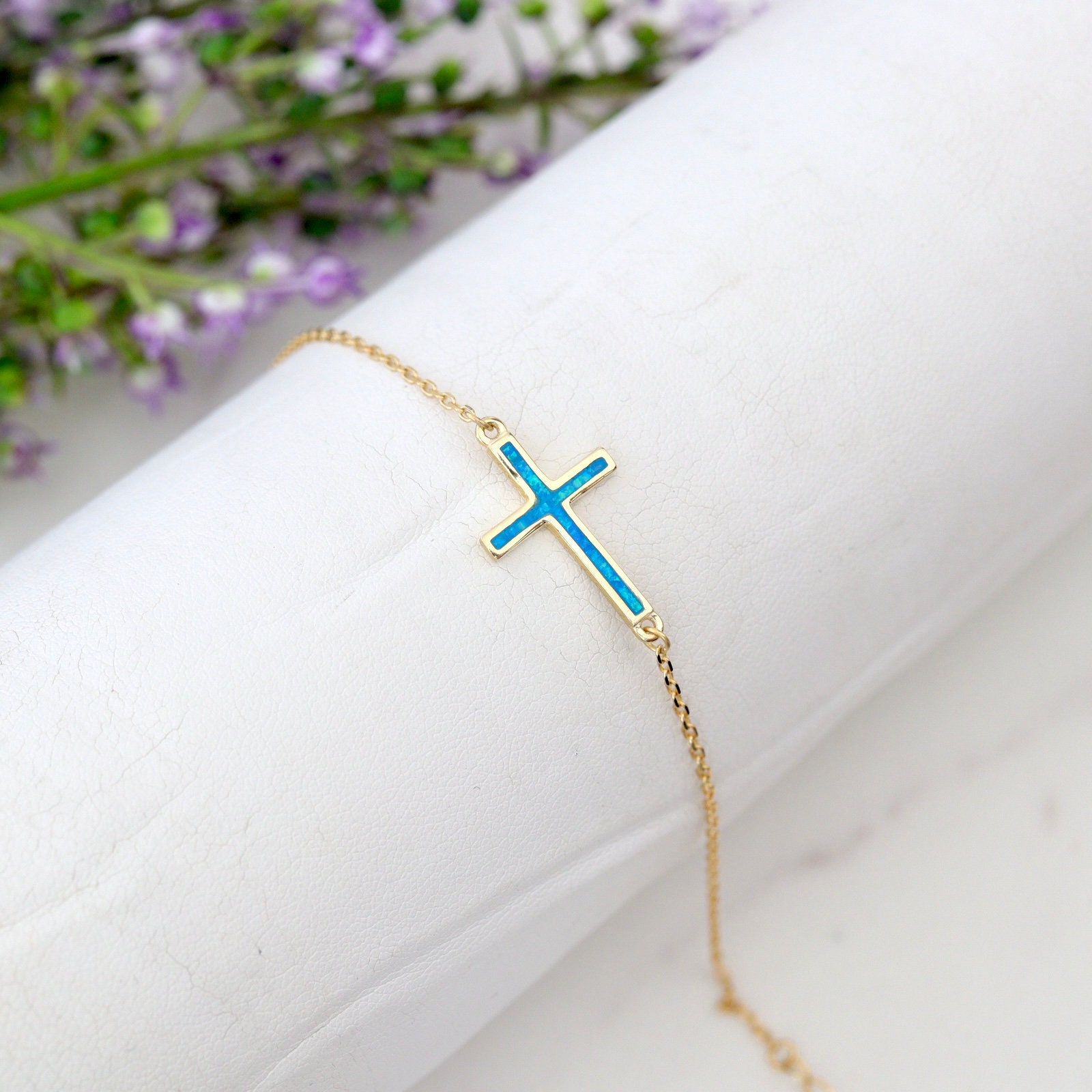 Pulsera De Plata 925 Con 5 Bolas Redondas De ópalo, Brazalete De ópalo Sintético, Joyería De