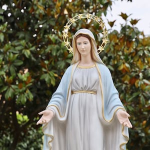 Our Lady statue, Virgin Mary 80 cm / 31.5 inch statue, casted marble powder statue , Miraculous Medal statue, Immaculate Conception