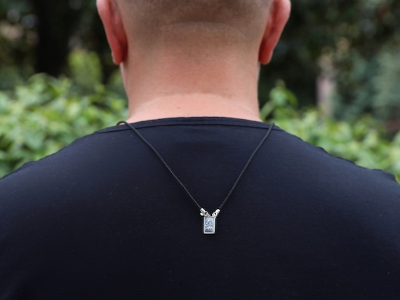 Sterling Silver 925 Scapular Necklace for Catholic Men Durable Nylon Cord Sacred Heart of Jesus Our Lady of Mt Carmel Medals Etsy UK