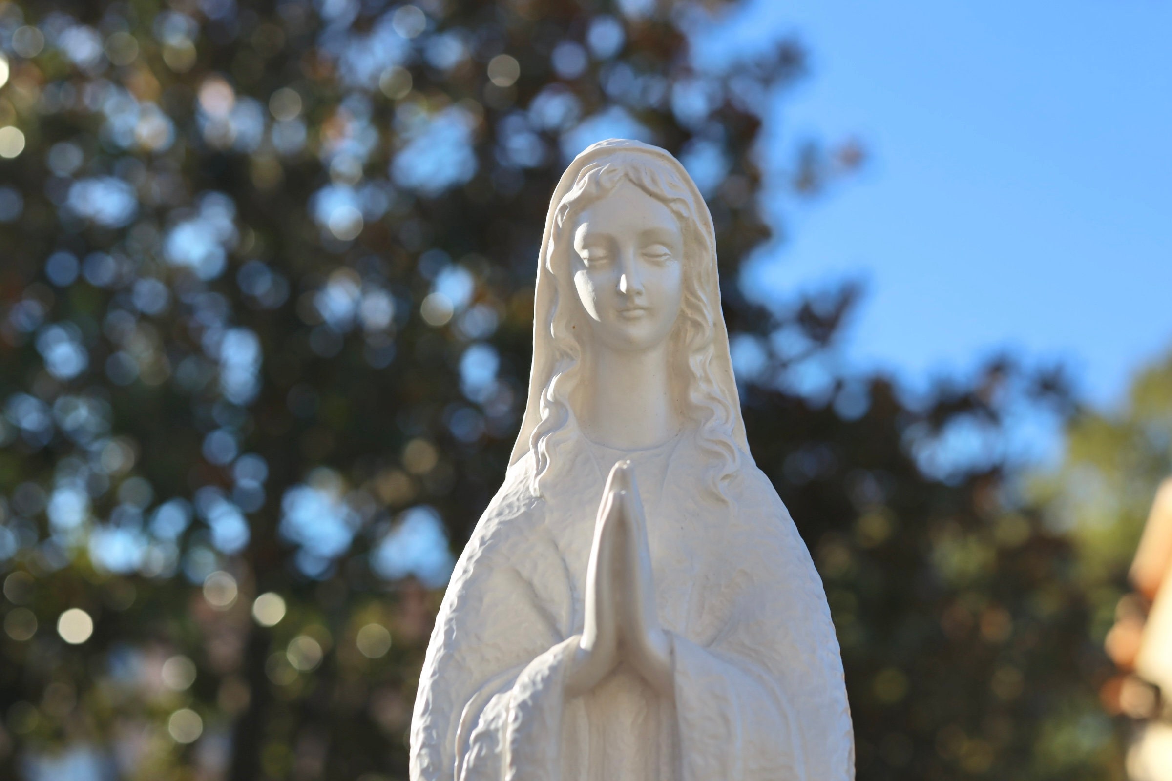 Our Lady of Medjugorje Solid Marble Powder Statue, Garden Queen of ...