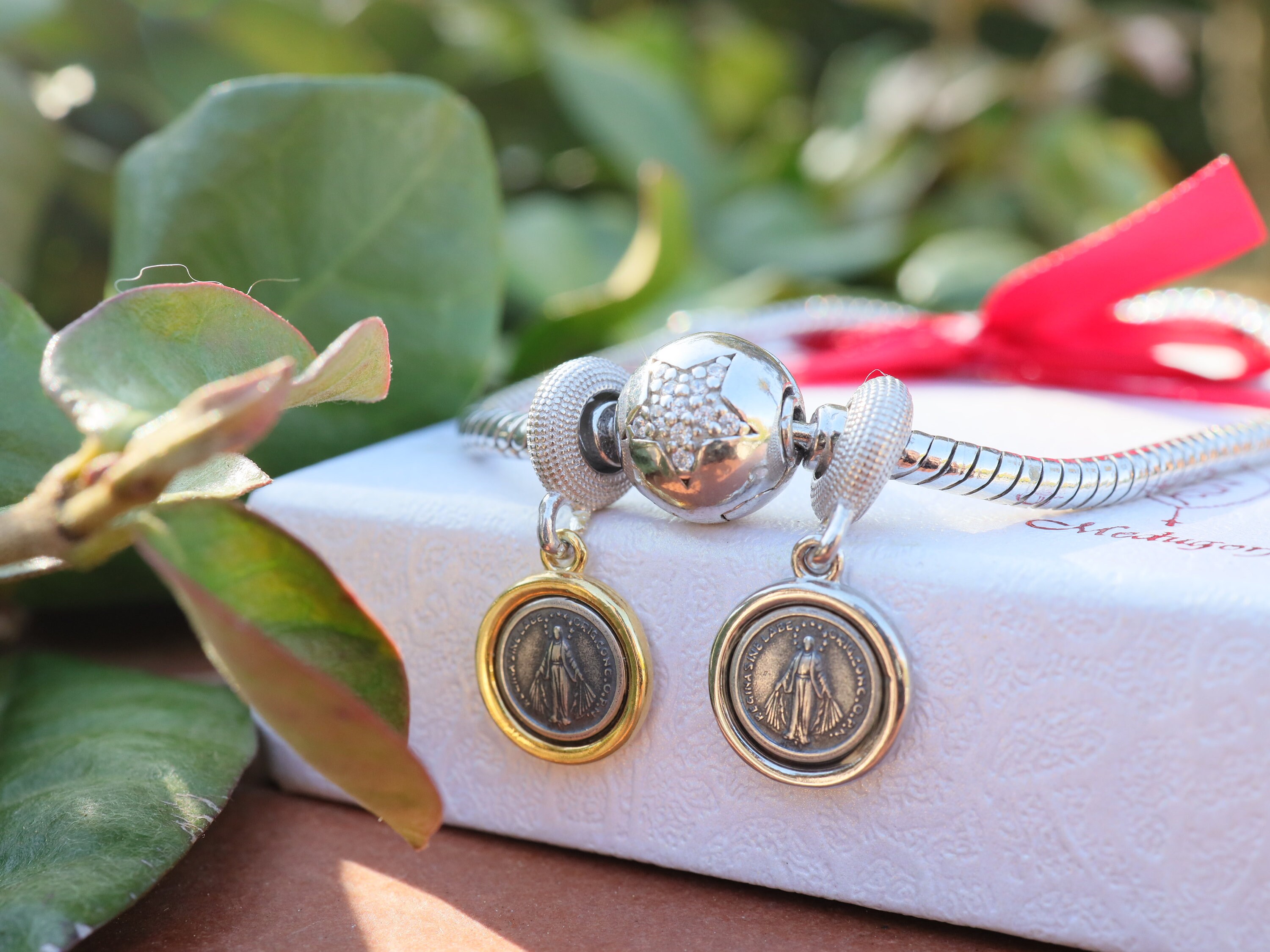 Miraculous Medal charm sterling silver fits Pandora Catholic