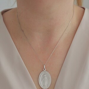 Sterling Silver Miraculous Medal Necklace: Our Lady of Grace Charm - Etsy