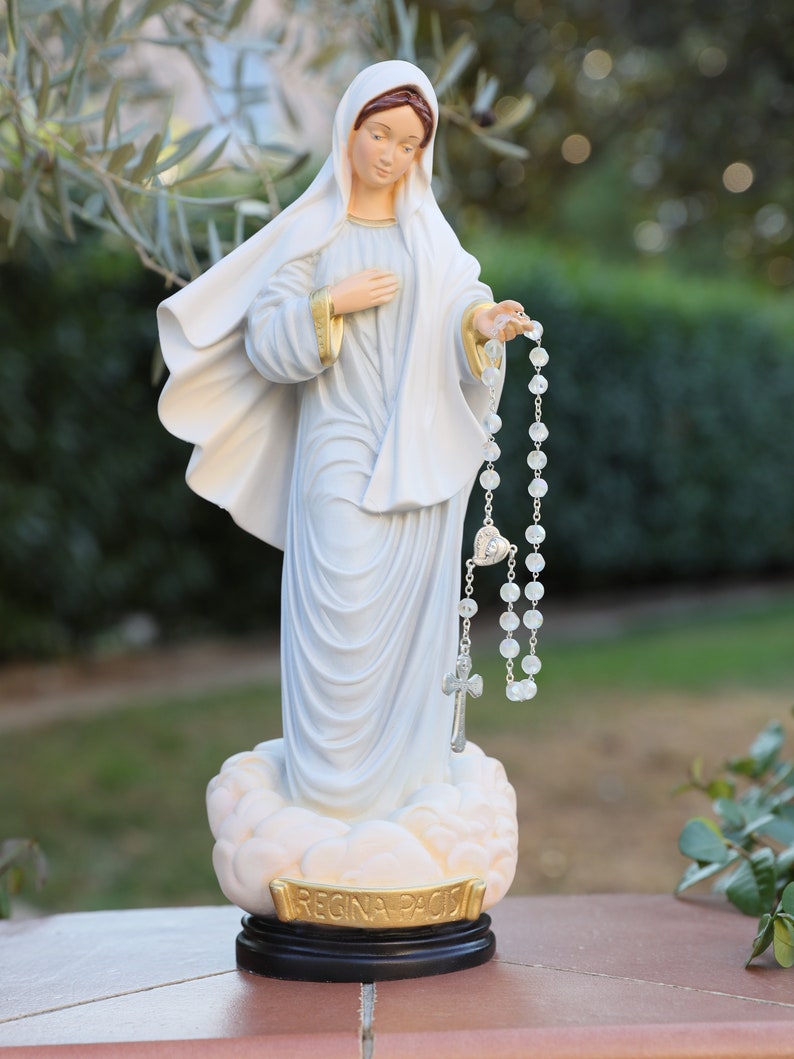 Medjugorje Statue Queen of Peace Statue Virgin Mary 12 Inch Etsy