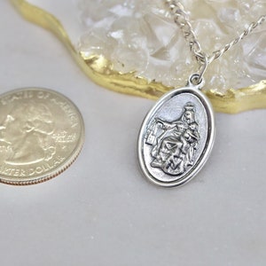 Sterling Silver Scapular Medal Necklace: Our Lady of Mt Carmel & Sacred Heart