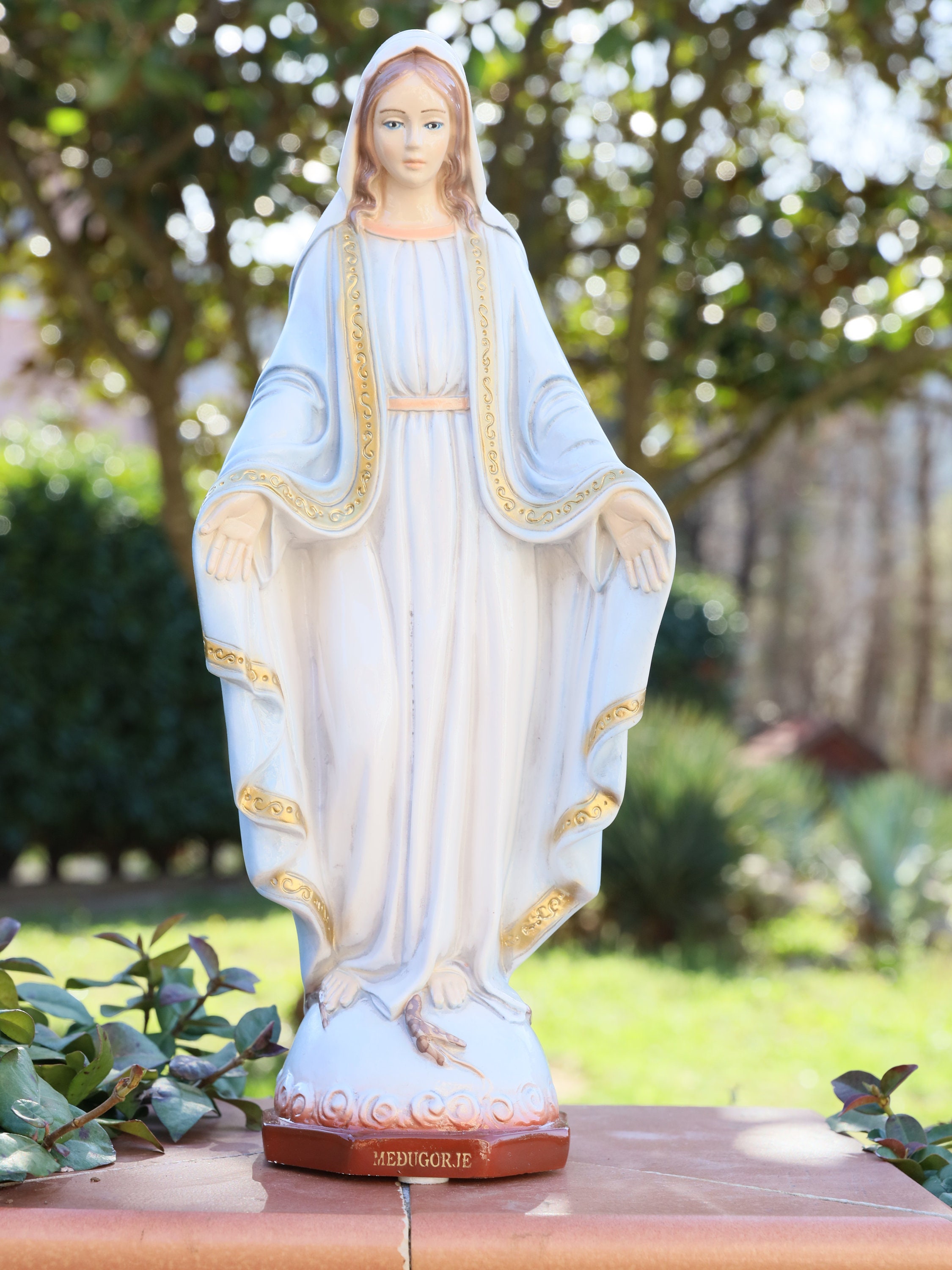 Solid Marble Powder Our Lady of Grace Statue, 40 Cm Virgin Mary Statue ...