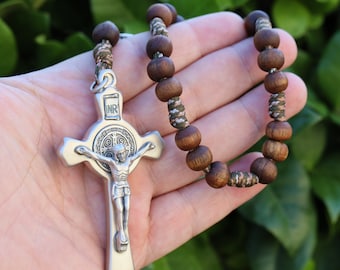 Peace chaplet, Medjugorje rosary, St Benedict cross rosary, Queen of Peace rosary, wooden rosary, Paracord rosary, rosary for peace in world