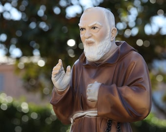 Pater Pio von Pietrelcina, katholische Heiligenstatue, gegossene Marmorpulverstatue, Altarstatue, Gartenstatue, 23 Zoll / 58 cm Statue, San Padre Pio
