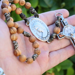 Medjugorje rosary, Peace chaplet, wooden rosary, Rosary for peace, gift for dad, seven times three rosary, paracord rosary,St Benedict cross