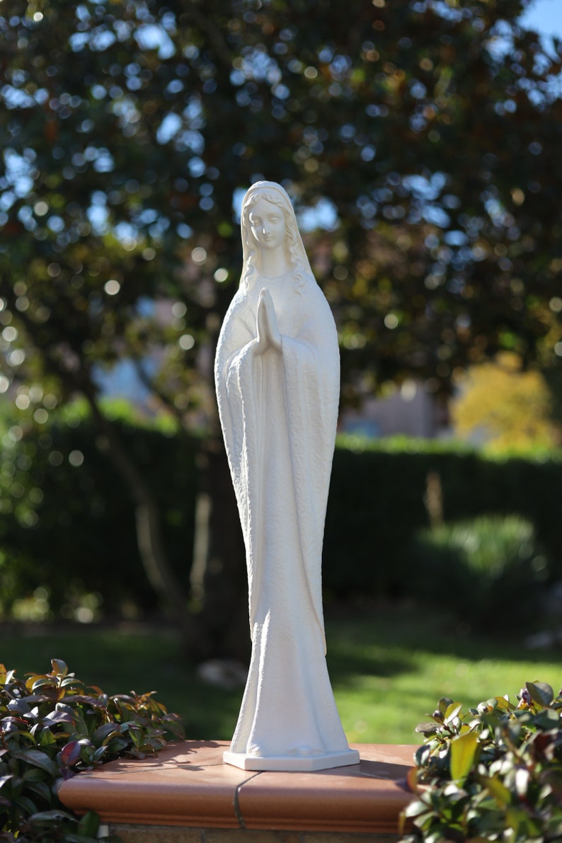 Our Lady of Medjugorje Solid Marble Powder Statue, Garden Queen of ...