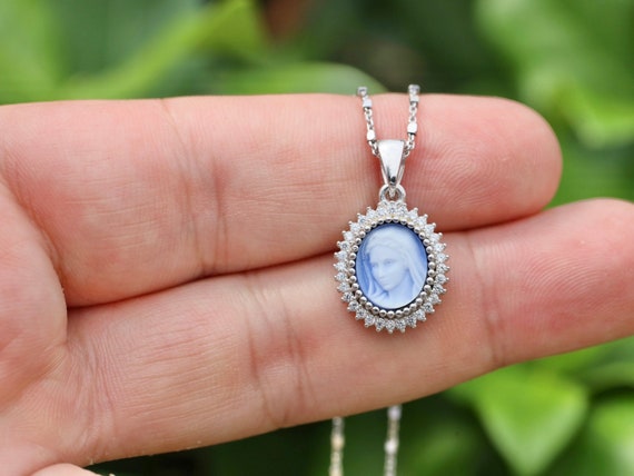 Blue virgin sale mary necklace