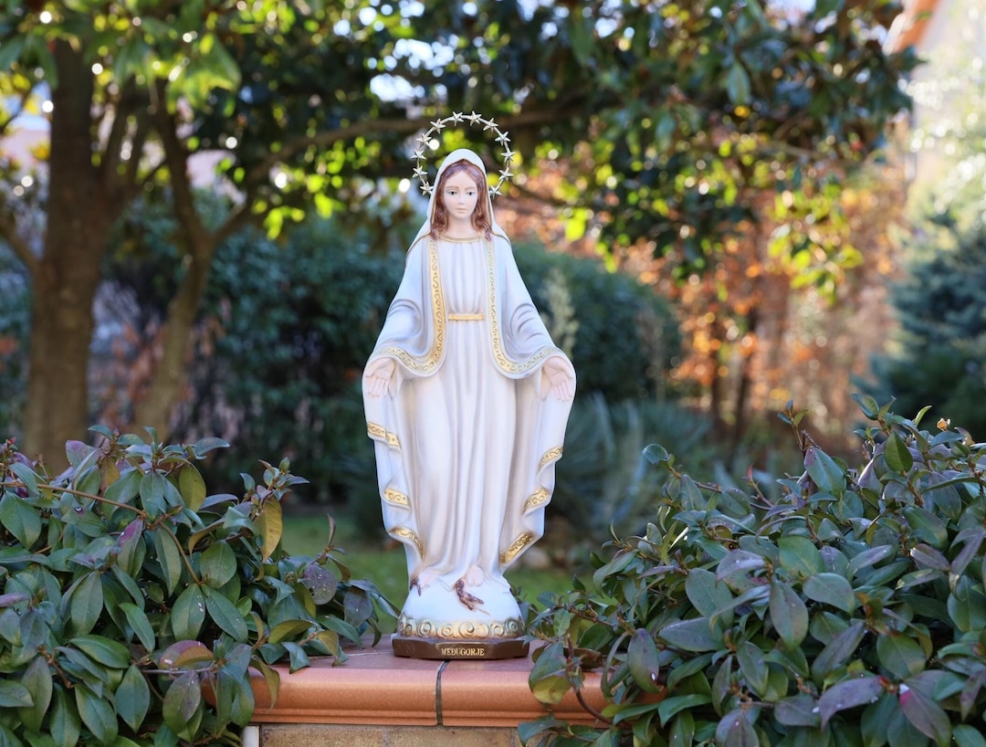 Solid Marble Powder Our Lady of Grace Statue, 40 Cm Virgin Mary Statue ...
