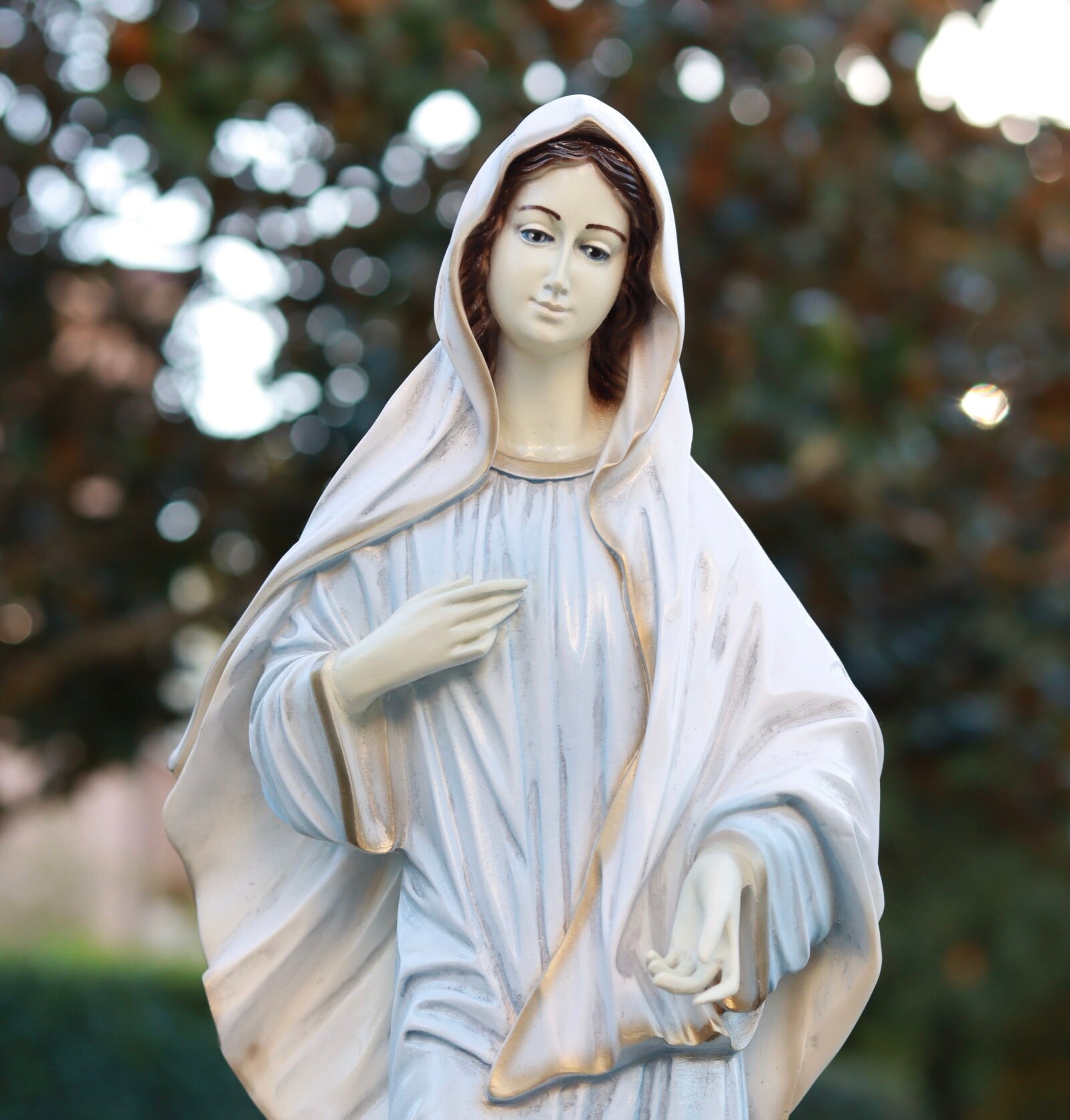 Statue Vierge Marie Lumineuse Miniature - Décoration Bureau Ou Maison, Cadeau Religieux