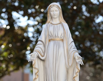 Virgin Mary statue, Our Lady of Grace statue, casted marble powder statue, 20 inch statue ,Home altar statue of Virgin Mary,catholic  statue