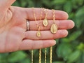 Very small and dainty Miraculous Medal, Sterling Silver 925 with 18 kt gold plated medal for teenage, fine Virgin Mary medal,  3 small size product logo