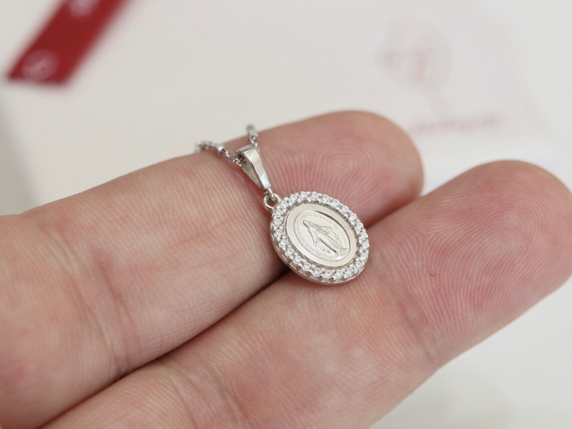 Miraculous Medal Sterling Silver Our Lady of Grace Miniature - Etsy