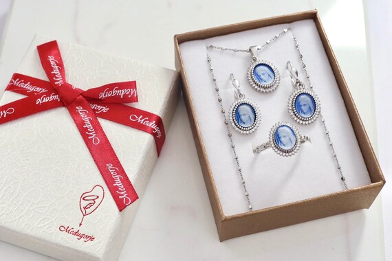 Parure En Argent Avec Agate Et Zircons - Boucles D'oreilles Et Bague - Occasion