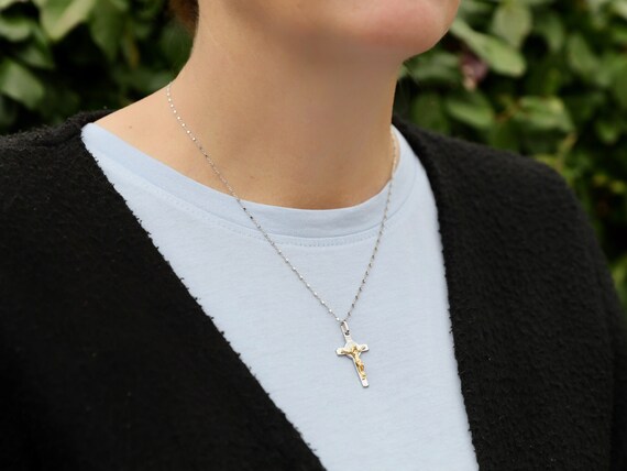 Collana Donna Con Ciondolo Croce In Argento 925 – Catena 45 Cm, Croce Orizzontale, Gioiello Elegante E Classico