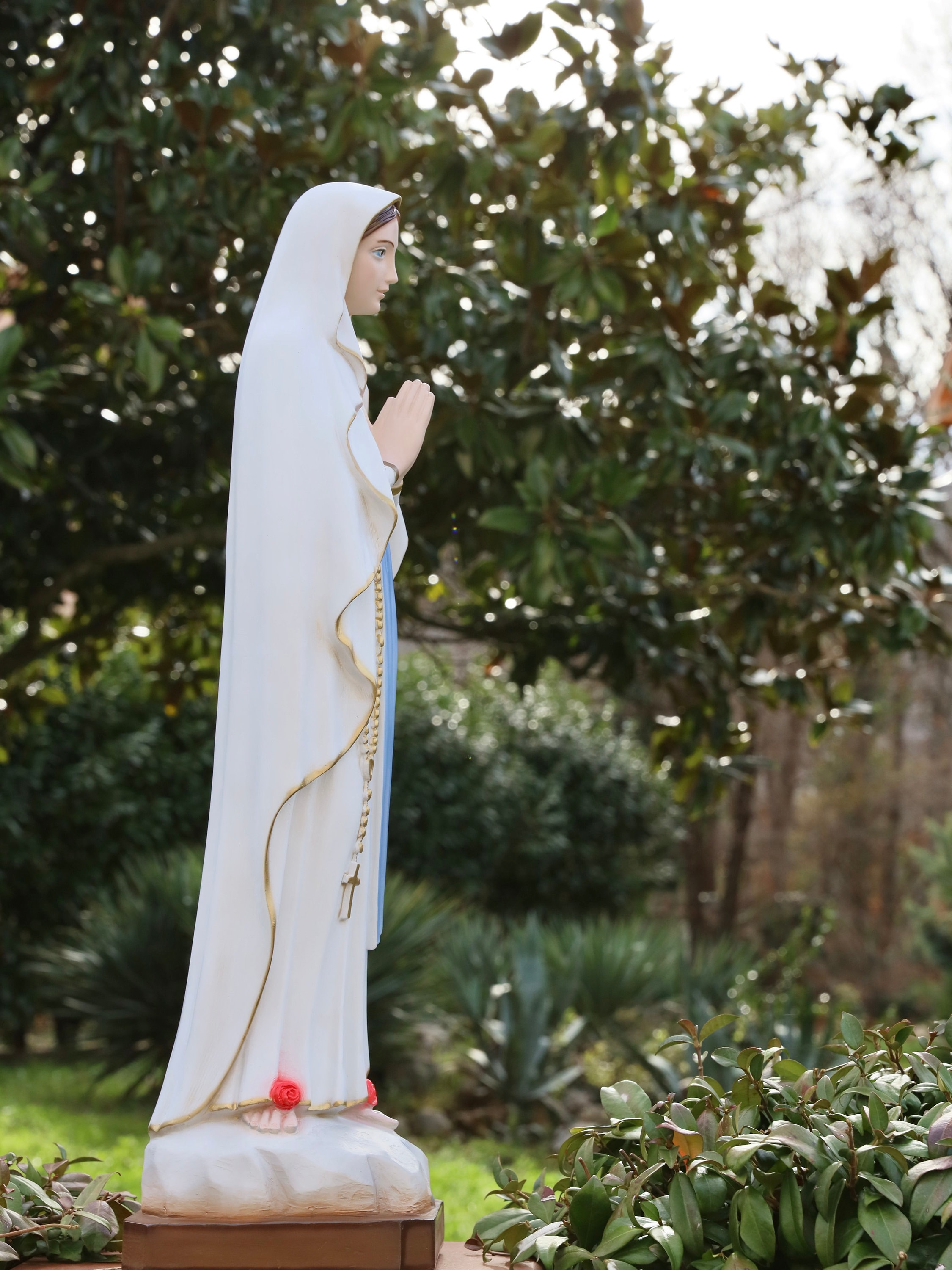 ルルドの聖母マリア像：大理石パウダー製家庭用祭壇装飾（31.5インチ