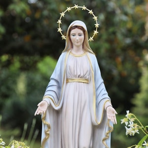 Our Lady of Grace casted marble powder statue, Our Lady  19,5 inch statue , Virgin Mary statue hand painted, 50 cm statue, home altar statue