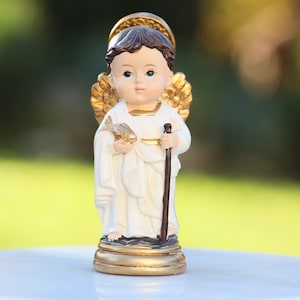 Saint Raphael archangel miniature statue, statue of Saint Raphael baby collection, Small resin statue of Saint Raphael from Medjugorje