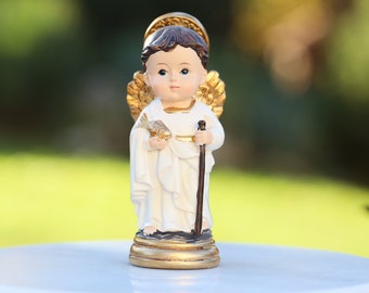 Saint Raphael Archangel Miniature Statue: Hand-Painted Resin, 4 Inch