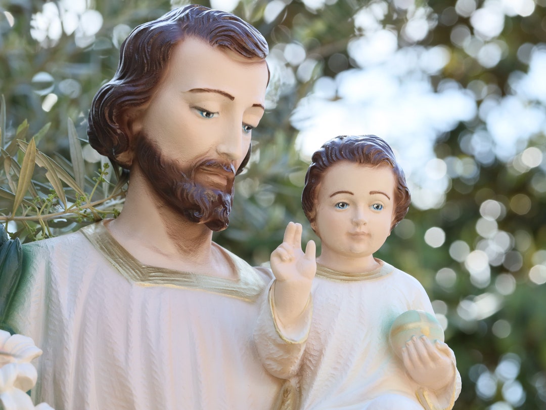 Large St Joseph Statue, St Joseph and Baby Jesus 90 Cm Statue, 35