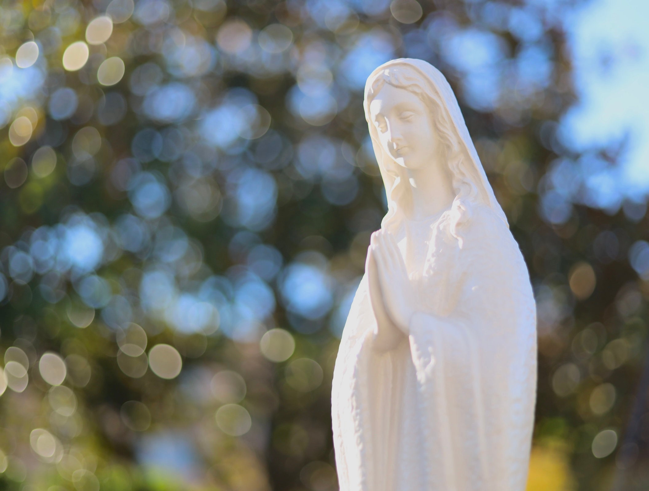 Our Lady of Medjugorje Solid Marble Powder Statue, Garden Queen of ...