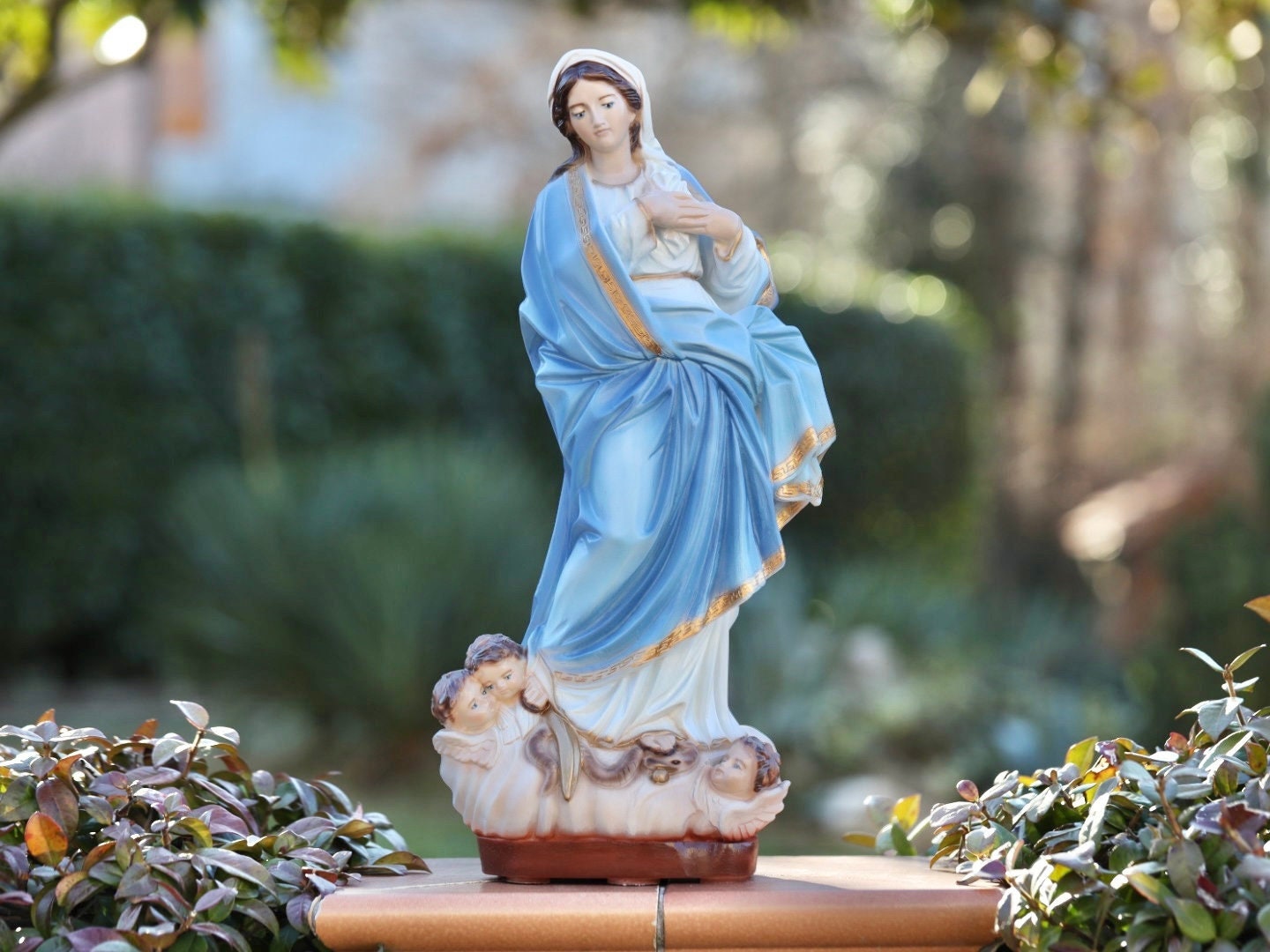 Assumption of Mary Statue Virgin Mary Marble Powder Statue - Etsy