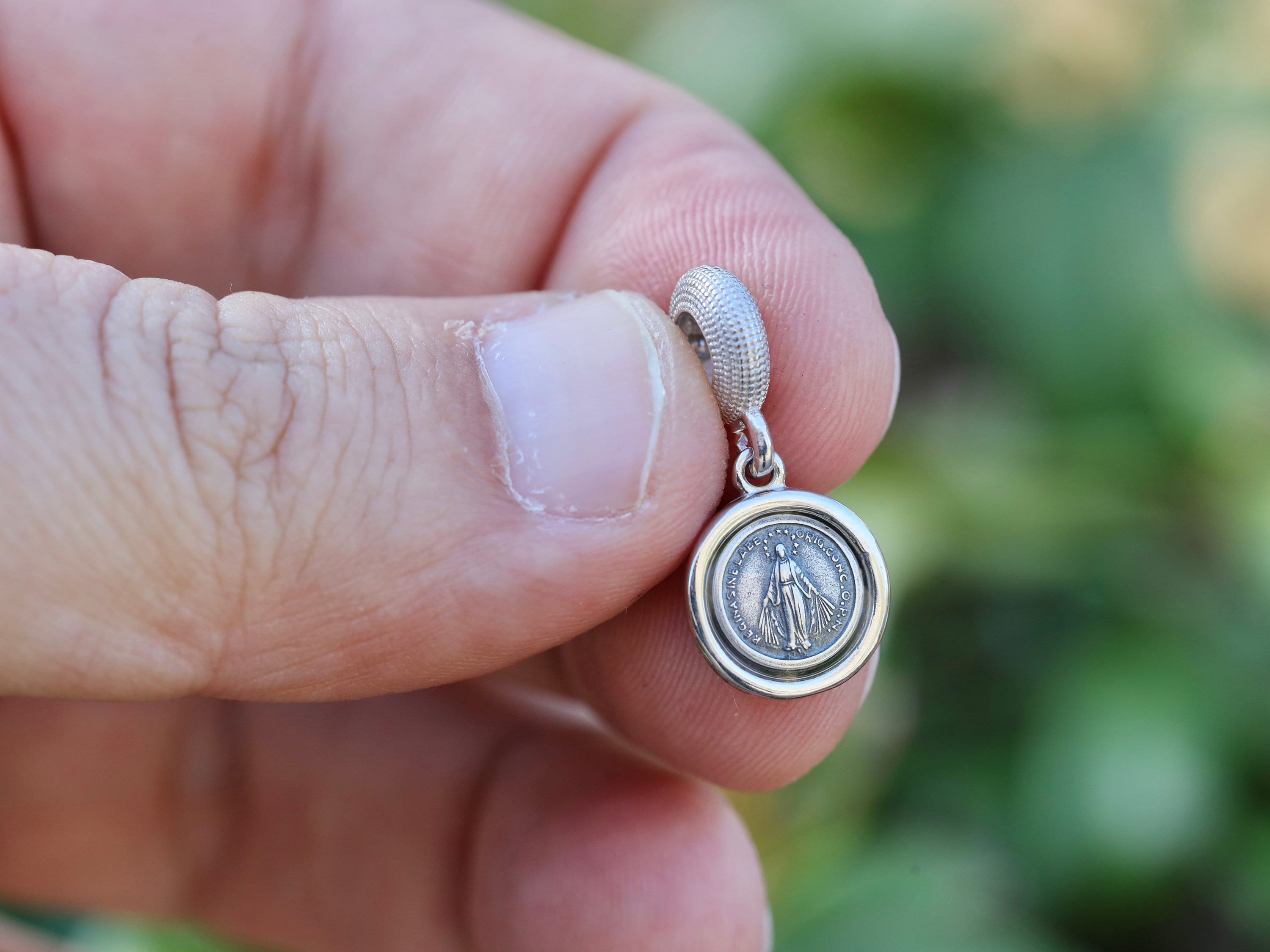 Miraculous Medal charm sterling silver fits Pandora Catholic -  Portugal