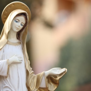 Estatua de la Reina de la Paz, escultura de la Virgen María, estatua navideña de la Virgen María, estatua del jardín, estatua católica de Nuestra Señora, estatua del altar del hogar imagen 4