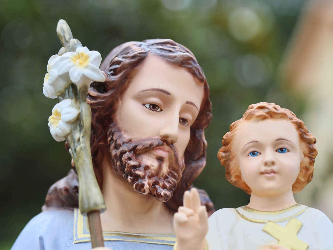 Saint Joseph Statue St Joseph With Baby Jesus Home Altar Etsy