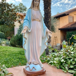 Our Lady of Grace Marble Powder Statue: 20 Inch Medjugorje Outdoor ...