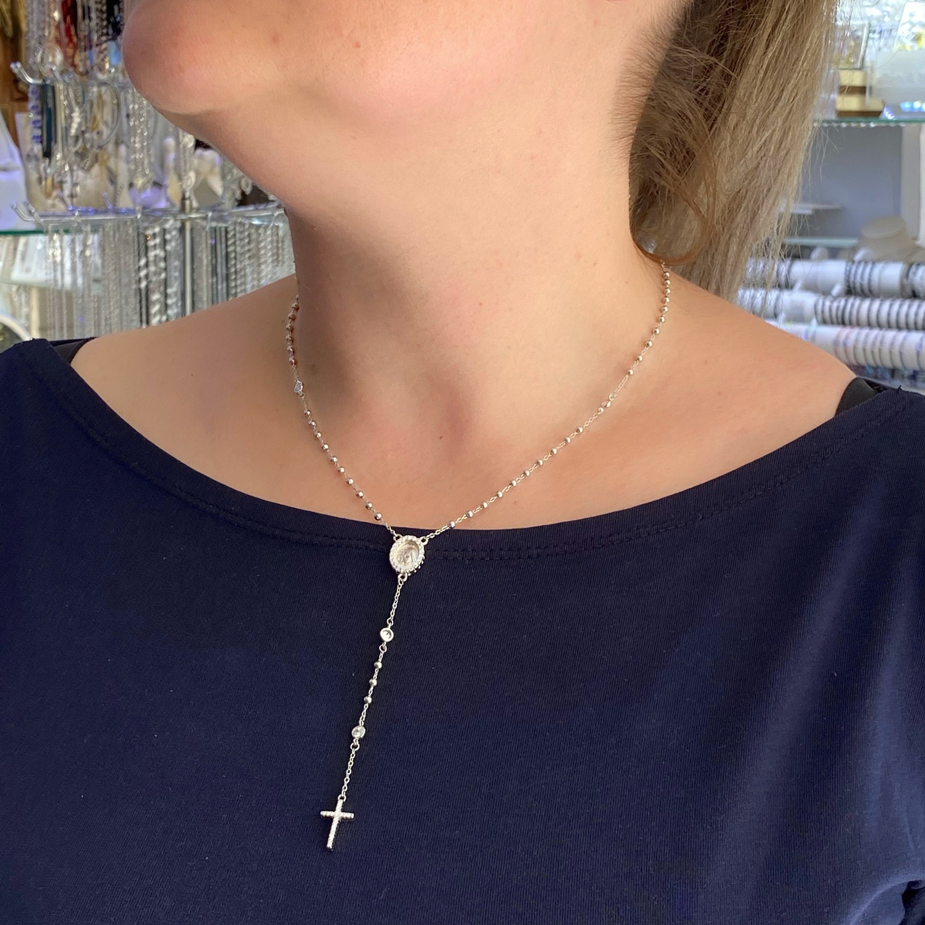 Diamond rosary necklace shop for cheap