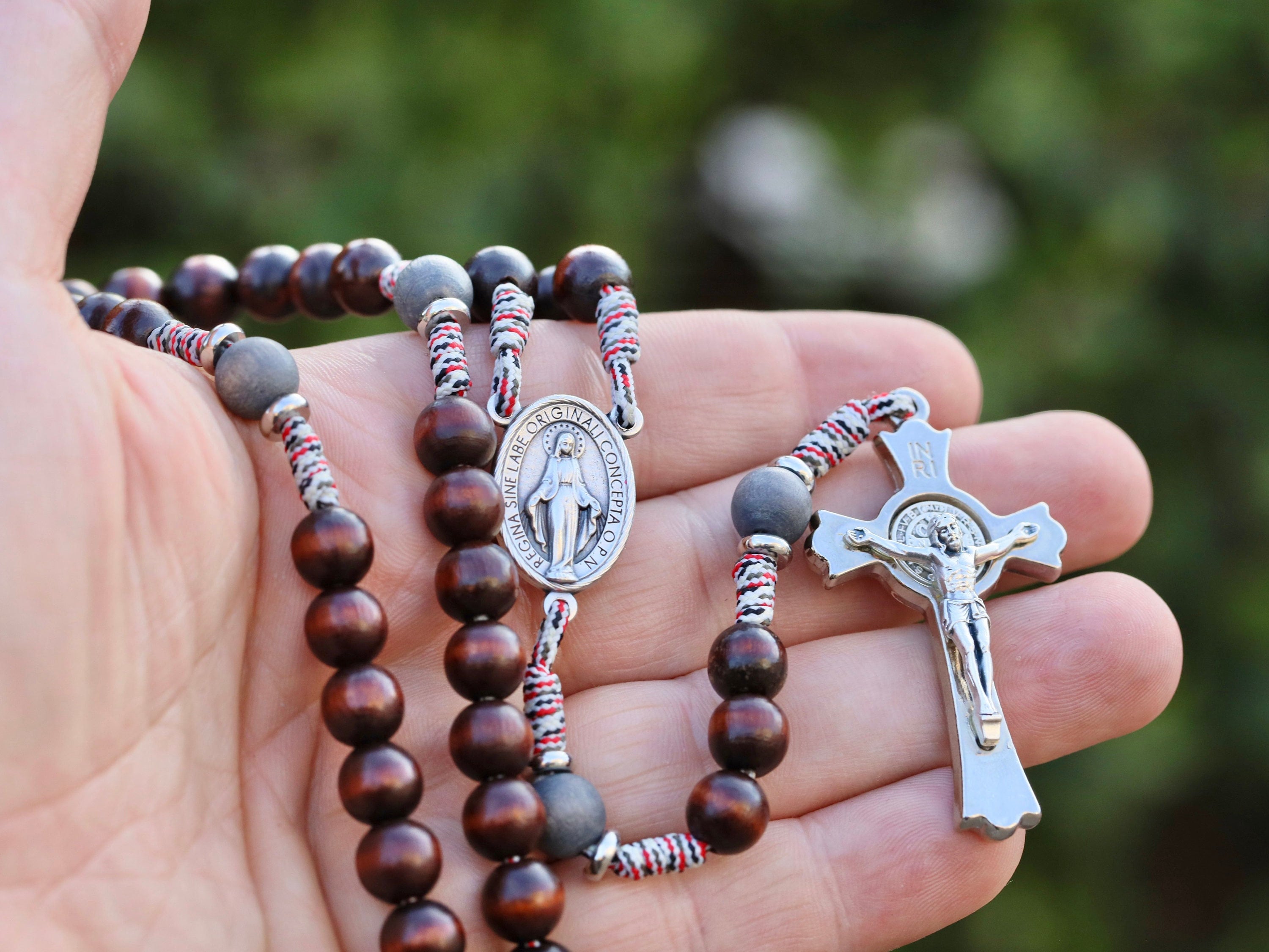 Acacia Wood Rosary: St Benedict Crucifix, Miraculous Medal - Etsy