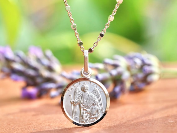 Collana Arcangelo Raffaele In Argento 925 Con Ciondolo A Conchiglia, Amuleto Religioso Cristiano Per Uomo E Donna - 3