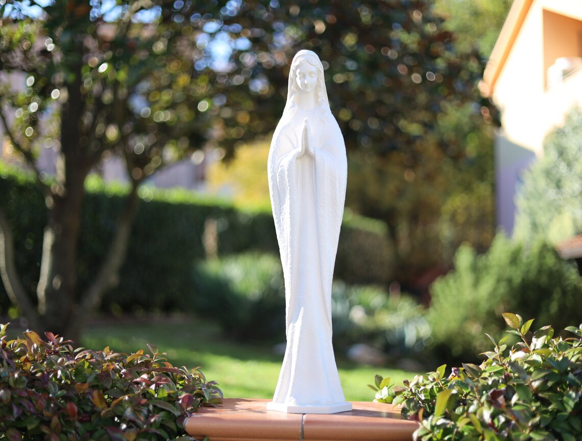 Our Lady of Medjugorje Solid Marble Powder Statue, Garden Queen of ...