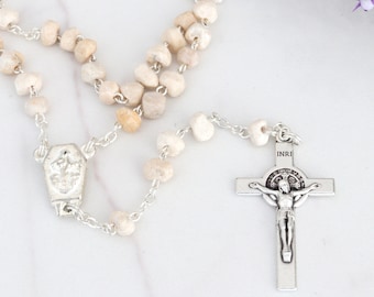 Medjugorje stone rosary with second class relic,rosary beads with soil,hand made rosary with stones from Medjugorje Apparition Hill