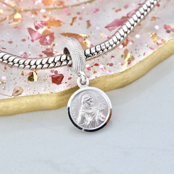 Miraculous Medal charm sterling silver fits Pandora Catholic